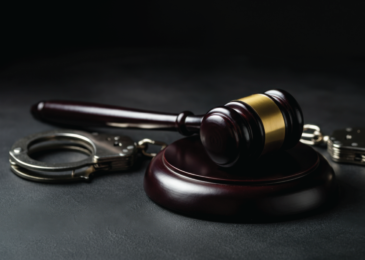 handcuffs and gavel